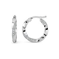 Earring Huggies with Swirling Lab-grown Diamonds