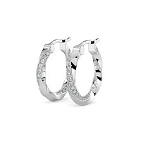 Earring Huggies with Swirling Lab-grown Diamonds