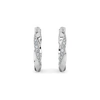 Earring Huggies with Swirling Lab-grown Diamonds