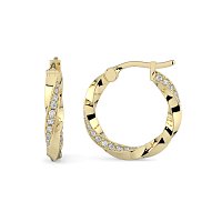 Earring Huggies with Swirling Lab-grown Diamonds