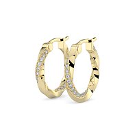 Earring Huggies with Swirling Lab-grown Diamonds