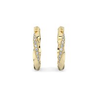 Earring Huggies with Swirling Lab-grown Diamonds