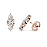 Trilogy Claw Set Earrings with Lab-grown Diamonds
