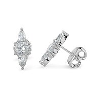 Trilogy Claw Set Earrings with Lab-grown Diamonds