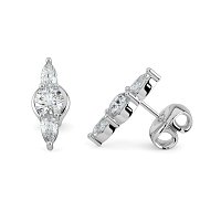 Trilogy Claw Set Earrings with Lab-grown Diamonds