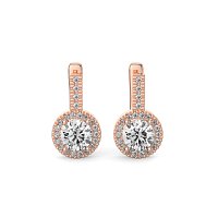 Earring Huggies with Claw Set Total 1.23cts Lab-Grown Round Diamonds