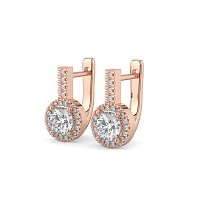 Earring Huggies with Claw Set Total 1.23cts Lab-Grown Round Diamonds