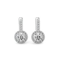 Earring Huggies with Claw Set Total 1.23cts Lab-Grown Round Diamonds