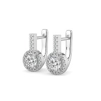 Earring Huggies with Claw Set Total 1.23cts Lab-Grown Round Diamonds
