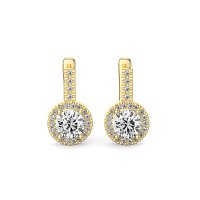 Earring Huggies with Claw Set Total 1.23cts Lab-Grown Round Diamonds