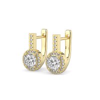 Earring Huggies with Claw Set Total 1.23cts Lab-Grown Round Diamonds