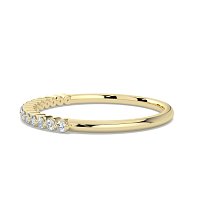 Thin Stacker Ring with Shared Claws Diamonds of 0.12cts