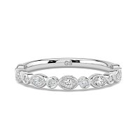 Marquise and Round Shaped Bezel Stacker Ring