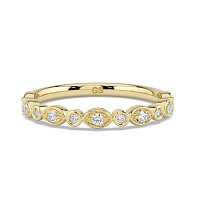 Marquise and Round Shaped Bezel Stacker Ring