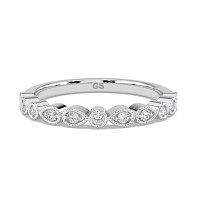 Stacker Ring with Milgrain on Pear and Round Shaped Bezels