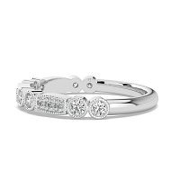 Stacker Ring with Milgrain on Oval and Round Shaped Bezels