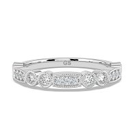 Stacker Ring with Milgrain on Oval and Round Shaped Bezels