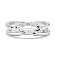 Plain Cross-Over Stacker Ring with Single Diamond
