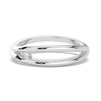 Plain Cross-Over Stacker Ring with Single Diamond