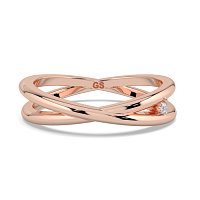 Plain Cross-Over Stacker Ring with Single Diamond