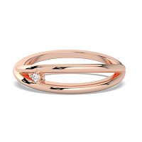 Plain Cross-Over Stacker Ring with Single Diamond