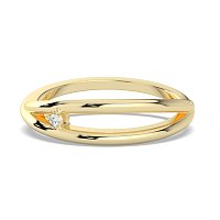Plain Cross-Over Stacker Ring with Single Diamond