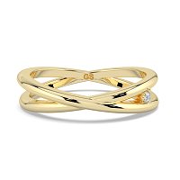 Plain Cross-Over Stacker Ring with Single Diamond