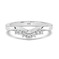 Curved Graduating Wedding Ring with Natural Diamonds 0.08ct Total Weight