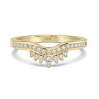 Curved Stacker Channel Wedding Ring with Natural Diamonds 0.13ct Total Weight