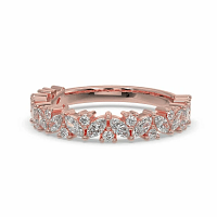 18ct Wg Scattered Marqui and Round Diamond Band