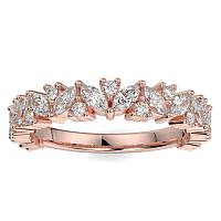 18ct Wg Scattered Marqui and Round Diamond Band