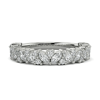 18ct Wg Scattered Marqui and Round Diamond Band