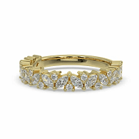 18ct Wg Scattered Marqui and Round Diamond Band