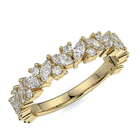18ct Wg Scattered Marqui and Round Diamond Band