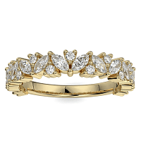 18ct Wg Scattered Marqui and Round Diamond Band