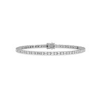 Tennis Bracelet with Horizontal Emerald and Round Lab Grown Diamonds 4cts Total Weight