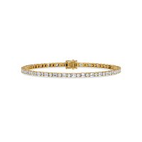 Tennis Bracelet with Horizontal Emerald and Round Lab Grown Diamonds 4cts Total Weight