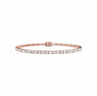 Tennis Bracelet with Horizontal Emerald and Round Lab Grown Diamonds 4cts Total Weight