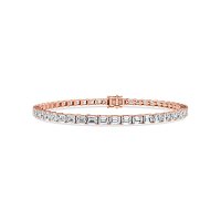 Tennis Bracelet with Horizontal Emerald Lab Grown Diamonds 6cts Total Weight