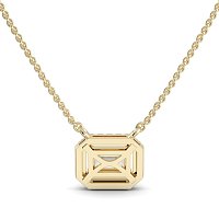 18ct Yellow Gold Necklace with Emerald & Round Lab Grown Diamond 0.62ct Total Weight, E-F / VS-VVS