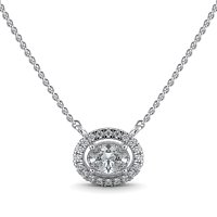 18ct White Gold Necklace with Oval & Round Lab Grown Diamond 0.62ct Total Weight, E-F / VS-VVS