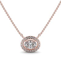 18ct Rose Gold Necklace with Oval & Round Lab Grown Diamond 0.62ct Total Weight, E-F / VS-VVS