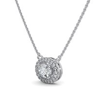 18ct White Gold Necklace with Oval & Round Lab Grown Diamond 0.62ct Total Weight, E-F / VS-VVS
