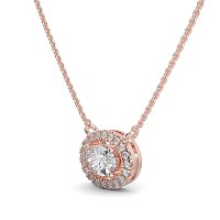 18ct Rose Gold Necklace with Oval & Round Lab Grown Diamond 0.62ct Total Weight, E-F / VS-VVS