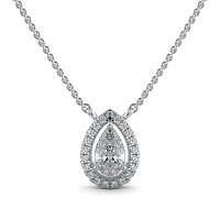 18ct White Gold Necklace with Pear & Round Lab Grown Diamond 0.63ct Total Weight, E-F / VS-VVS