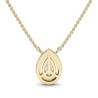 18ct Yellow Gold Necklace with Pear & Round Lab Grown Diamond 0.63ct Total Weight, E-F / VS-VVS