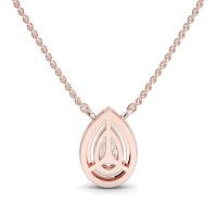 18ct Rose Gold Necklace with Pear & Round Lab Grown Diamond 0.63ct Total Weight, E-F / VS-VVS