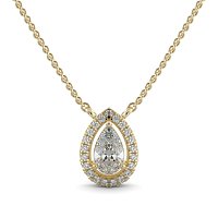18ct Yellow Gold Necklace with Pear & Round Lab Grown Diamond 0.63ct Total Weight, E-F / VS-VVS