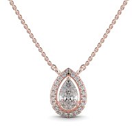 18ct Rose Gold Necklace with Pear & Round Lab Grown Diamond 0.63ct Total Weight, E-F / VS-VVS