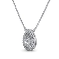 18ct White Gold Necklace with Pear & Round Lab Grown Diamond 0.63ct Total Weight, E-F / VS-VVS